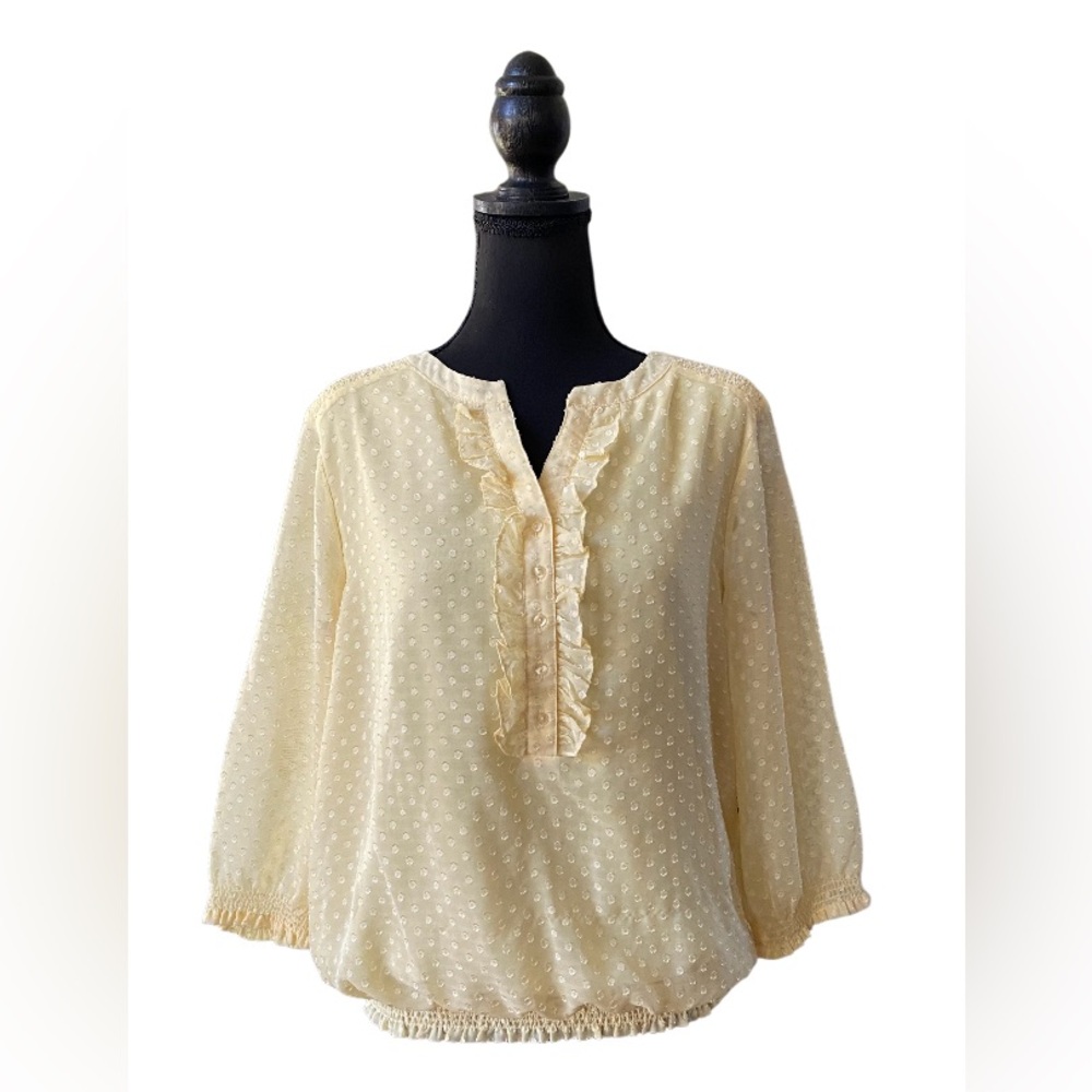 Christopher & Banks: Yellow Swiss Dot Blouse
